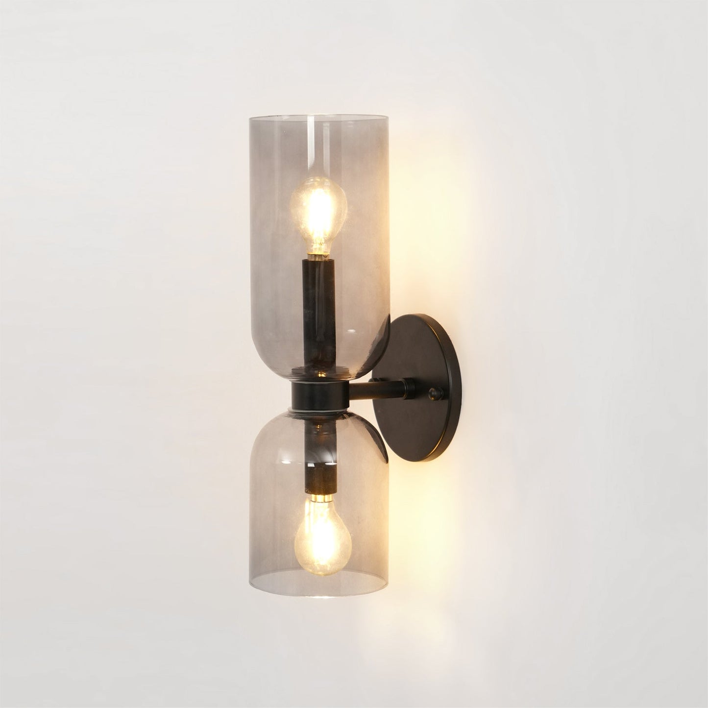 Wall Lamp Set of 2 | Opal & Smoked Glass | Satin Brass & Blackened Brass