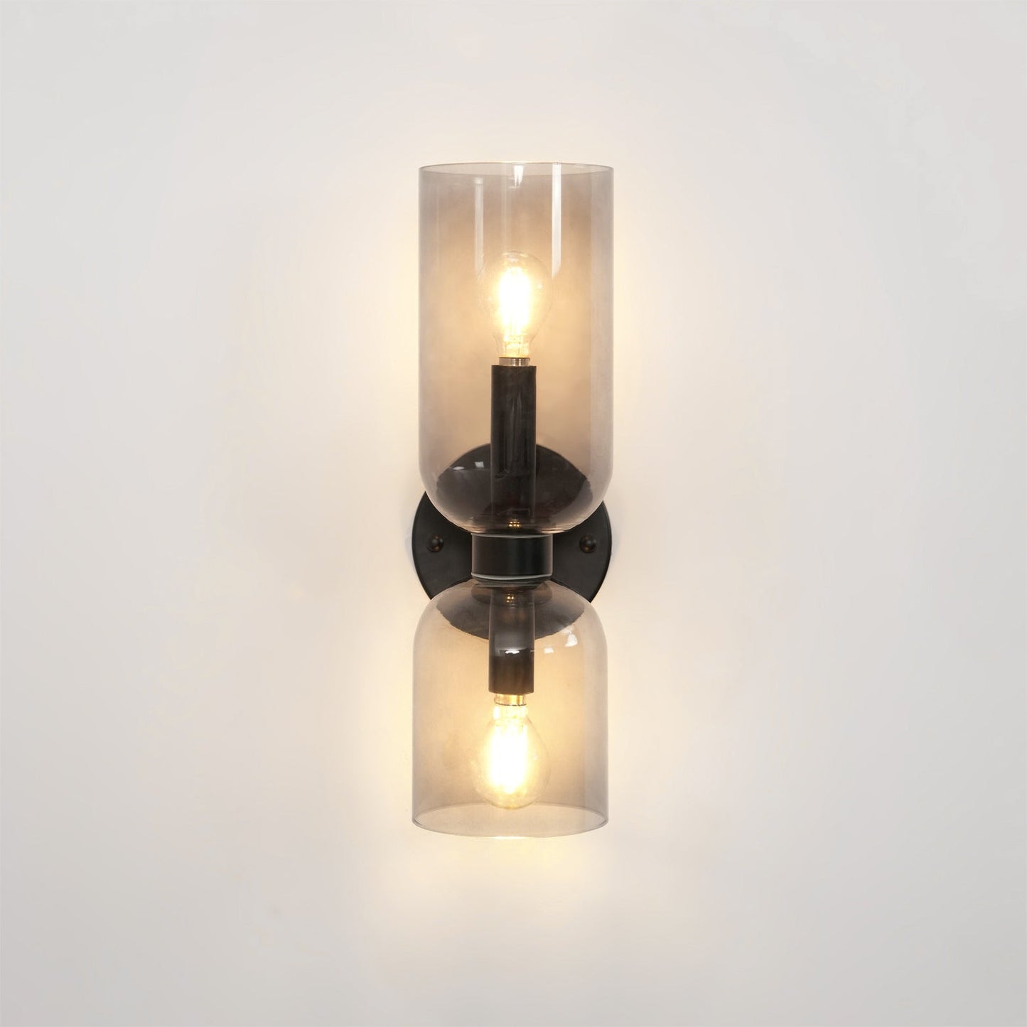 Wall Lamp Set of 2 | Opal & Smoked Glass | Satin Brass & Blackened Brass