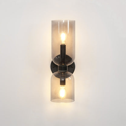 Wall Lamp Set of 2 | Opal & Smoked Glass | Satin Brass & Blackened Brass