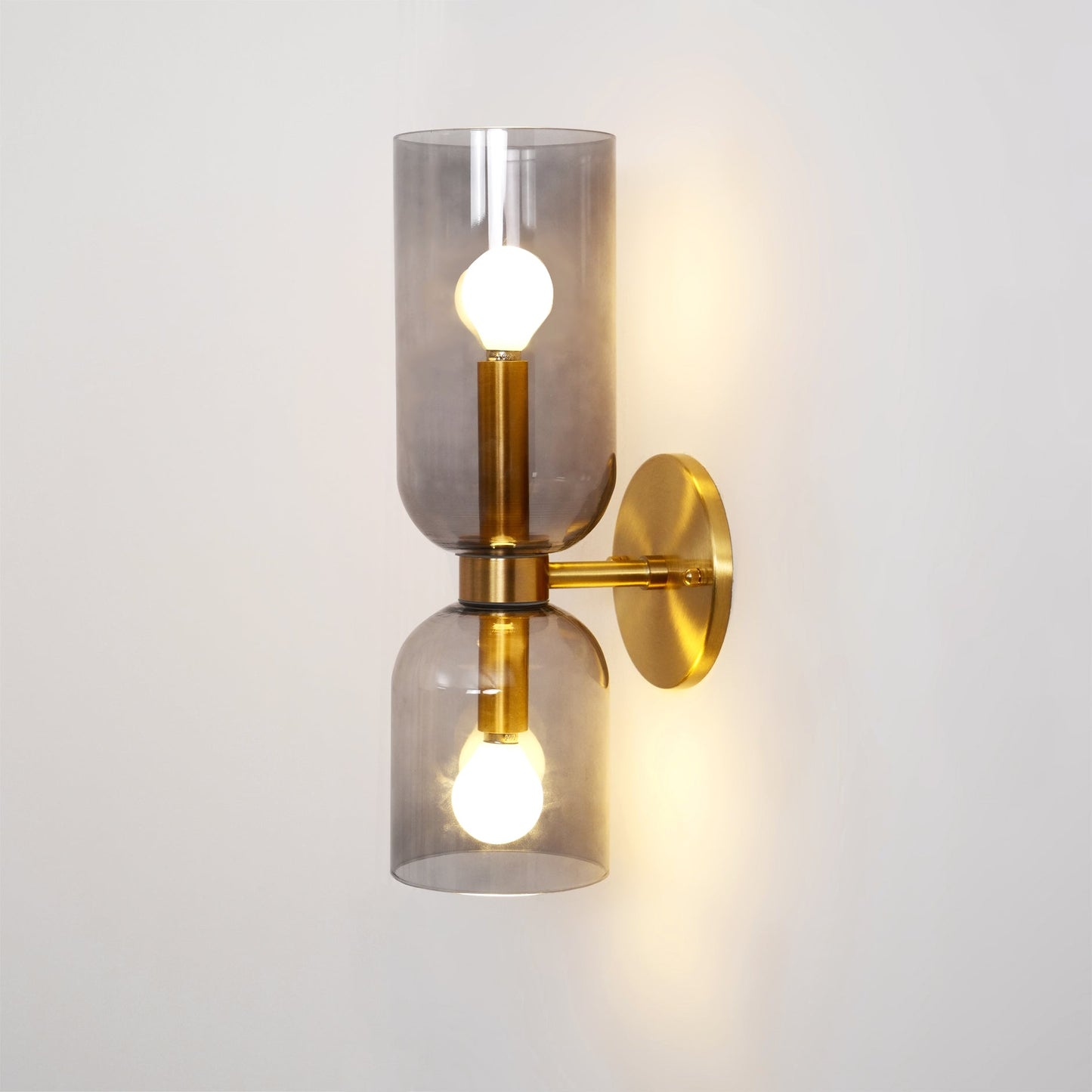Wall Lamp Set of 2 | Opal & Smoked Glass | Satin Brass & Blackened Brass