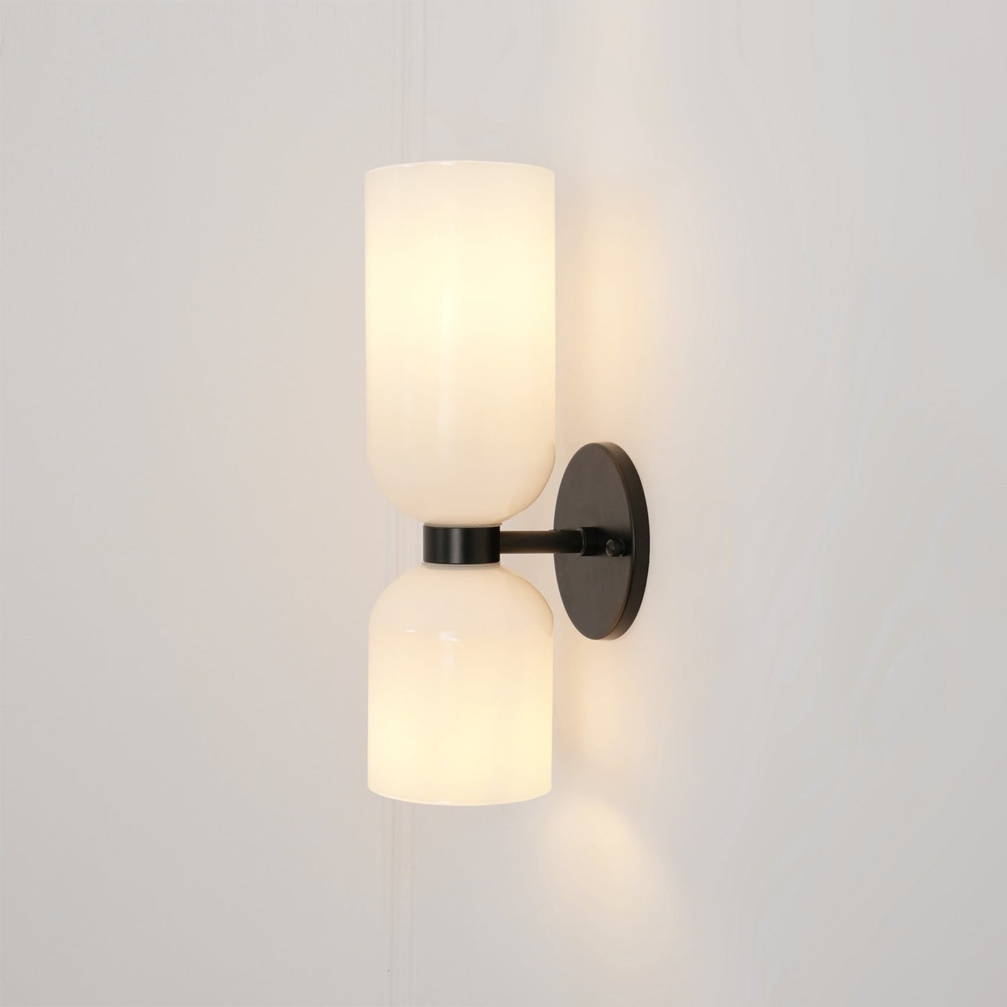 Wall Lamp Set of 2 | Opal & Smoked Glass | Satin Brass & Blackened Brass