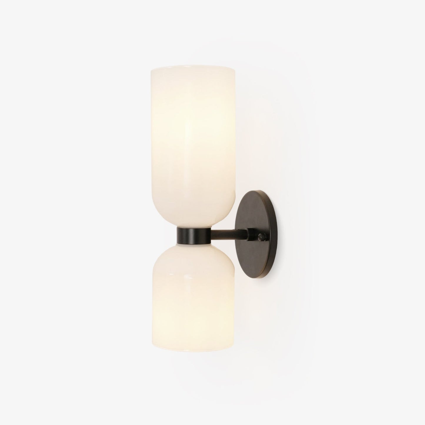 Wall Lamp Set of 2 | Opal & Smoked Glass | Satin Brass & Blackened Brass
