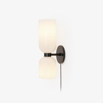 Edie Plug-In Wall Lamp | Brass & Glass | Opal, Smoke Grey, Blue Shades