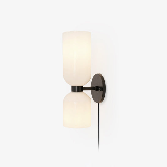 Edie Plug-In Wall Lamp | Brass & Glass | Opal, Smoke Grey, Blue Shades