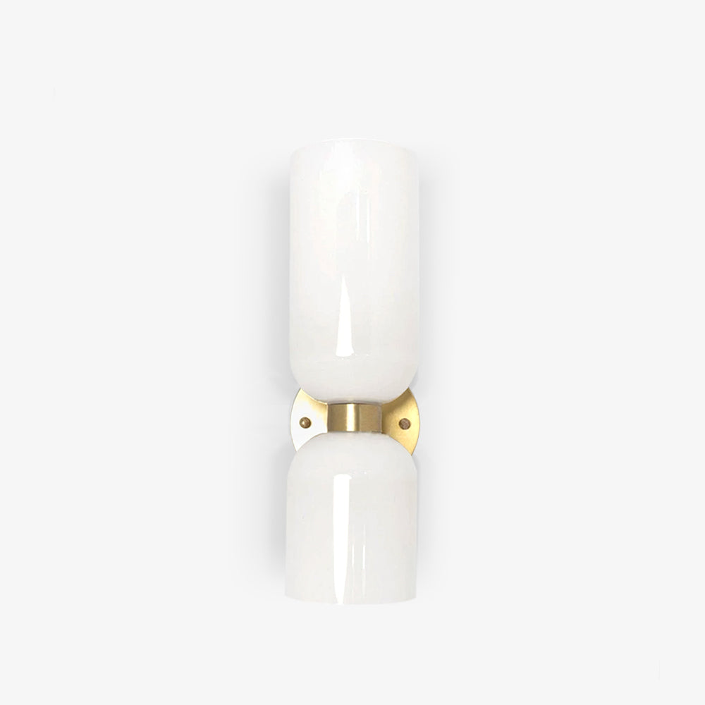 Wall Lamp Set of 2 | Opal & Smoked Glass | Satin Brass & Blackened Brass