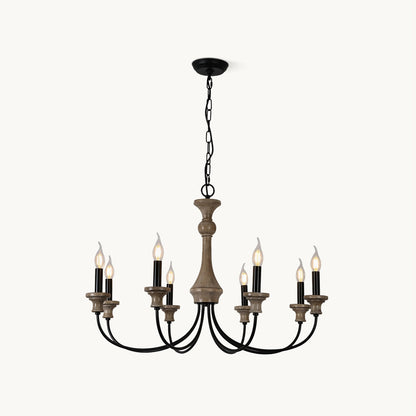 Edvivi Chandelier | Rustic Iron & Distressed Wood | 6 or 8 Lights