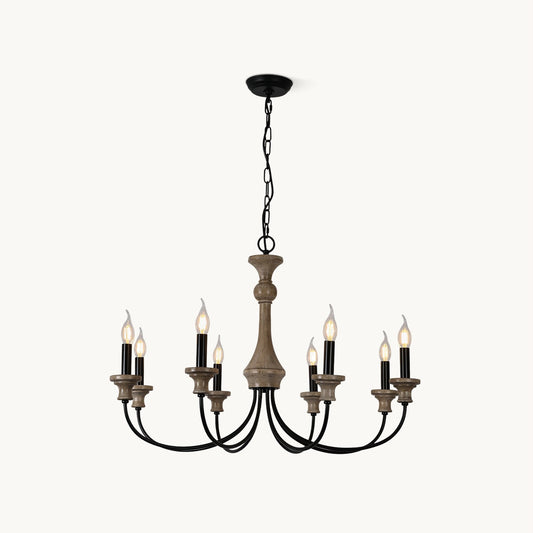 Edvivi Chandelier | Rustic Iron & Distressed Wood | 6 or 8 Lights