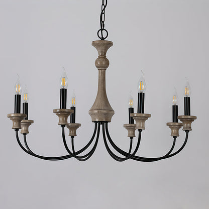 Edvivi Chandelier | Rustic Iron & Distressed Wood | 6 or 8 Lights
