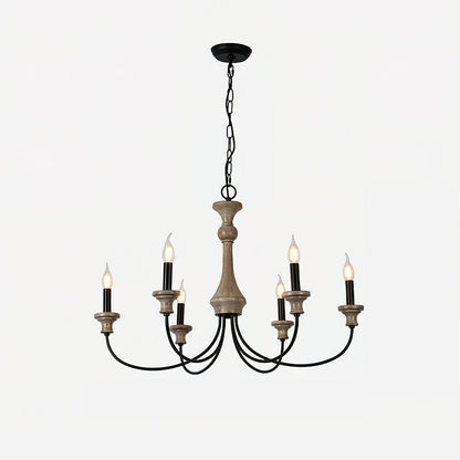 Edvivi Chandelier | Rustic Iron & Distressed Wood | 6 or 8 Lights