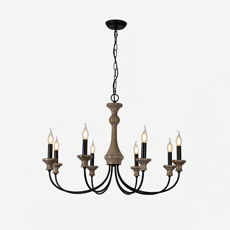 Edvivi Chandelier | Rustic Iron & Distressed Wood | 6 or 8 Lights