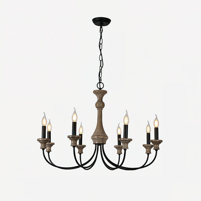 Edvivi Chandelier | Rustic Iron & Distressed Wood | 6 or 8 Lights