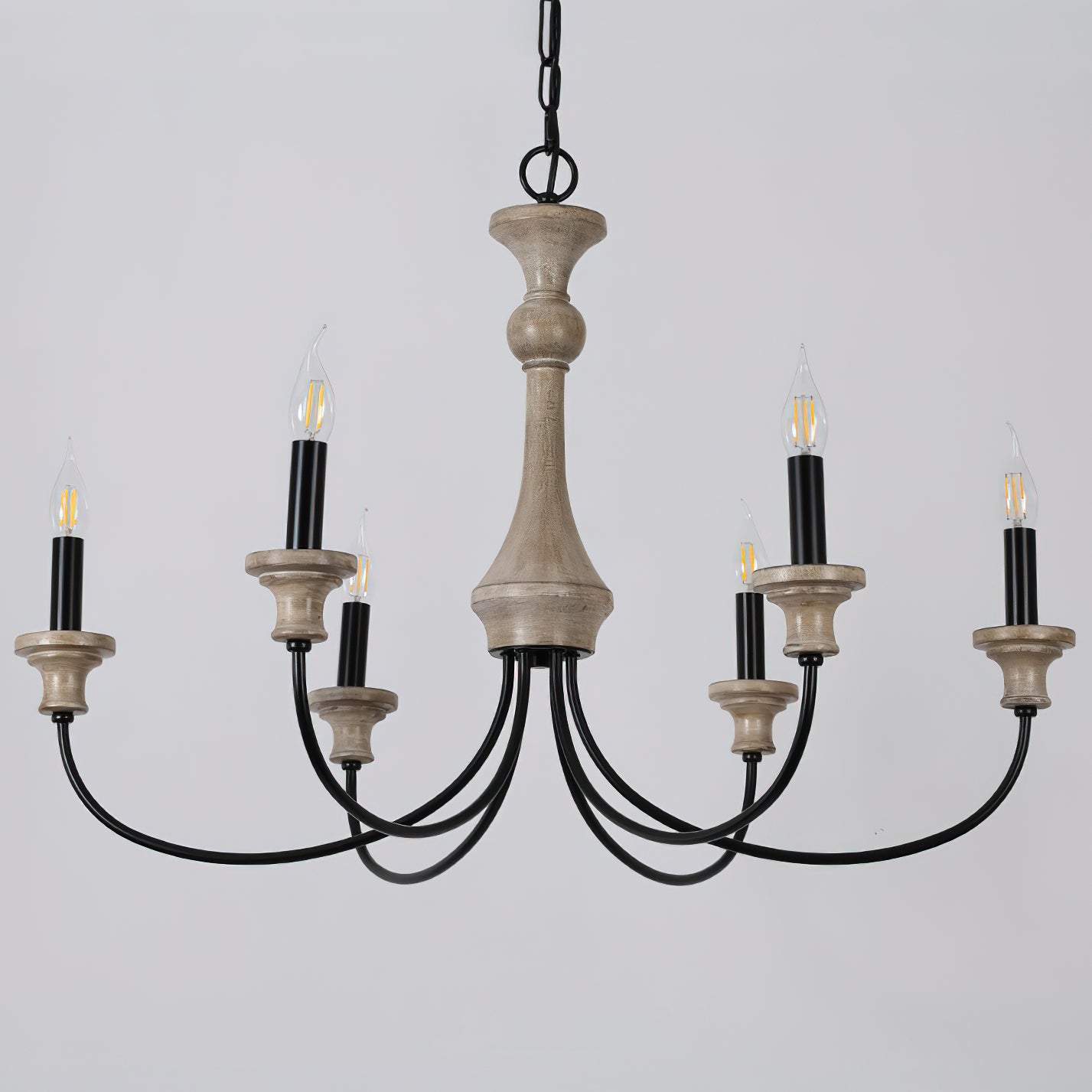 Edvivi Chandelier | Rustic Iron & Distressed Wood | 6 or 8 Lights