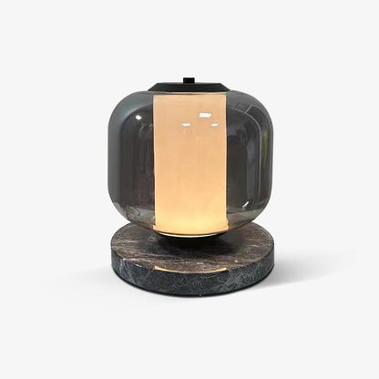 Eira Marble Table Lamp | Marble & Glass | Black & Smoke Gray
