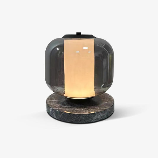 Eira Marble Table Lamp | Marble & Glass | Black & Smoke Gray