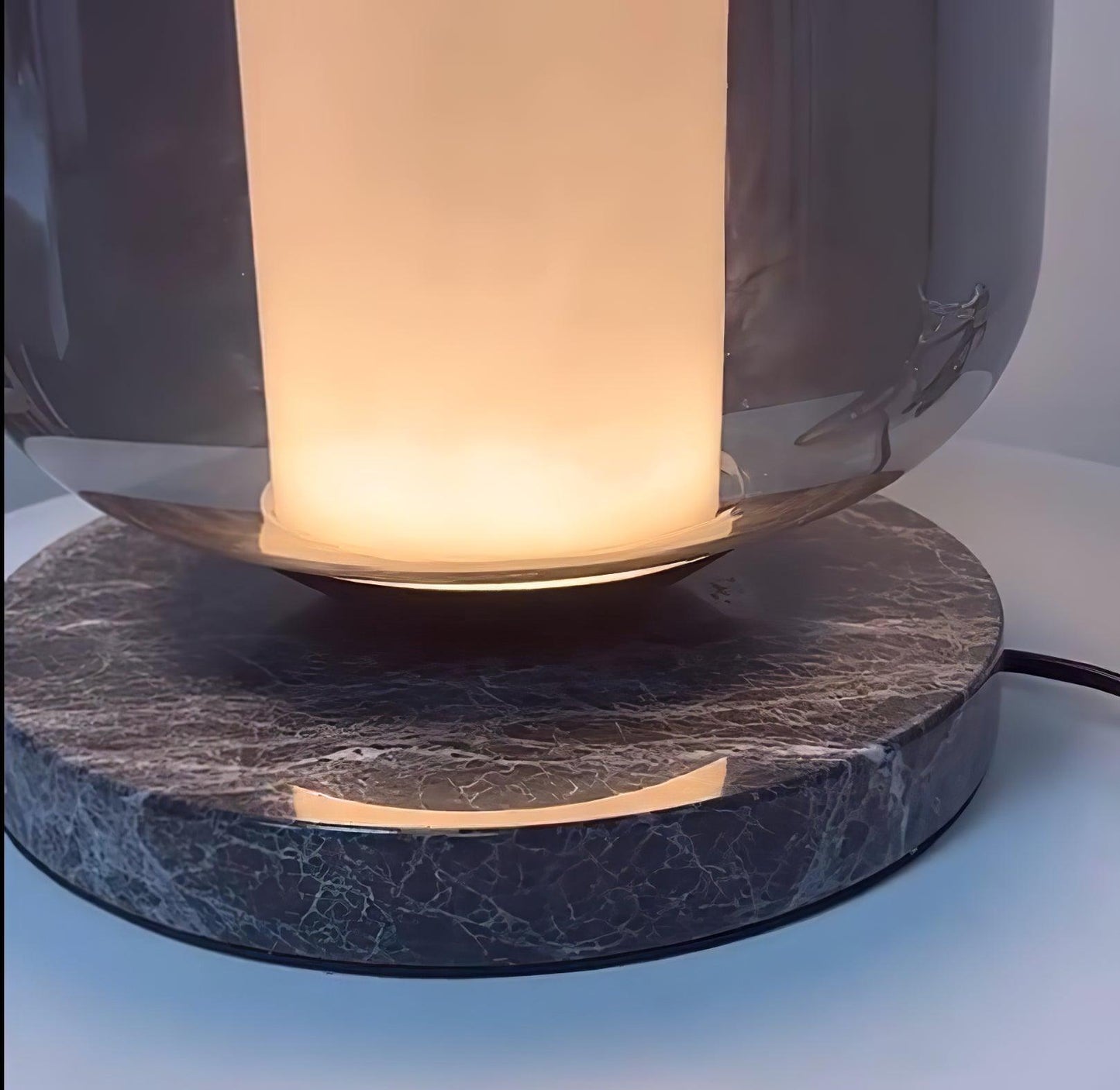Eira Marble Table Lamp | Marble & Glass | Black & Smoke Gray
