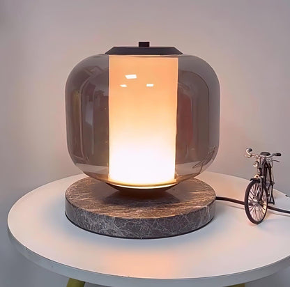 Eira Marble Table Lamp | Marble & Glass | Black & Smoke Gray