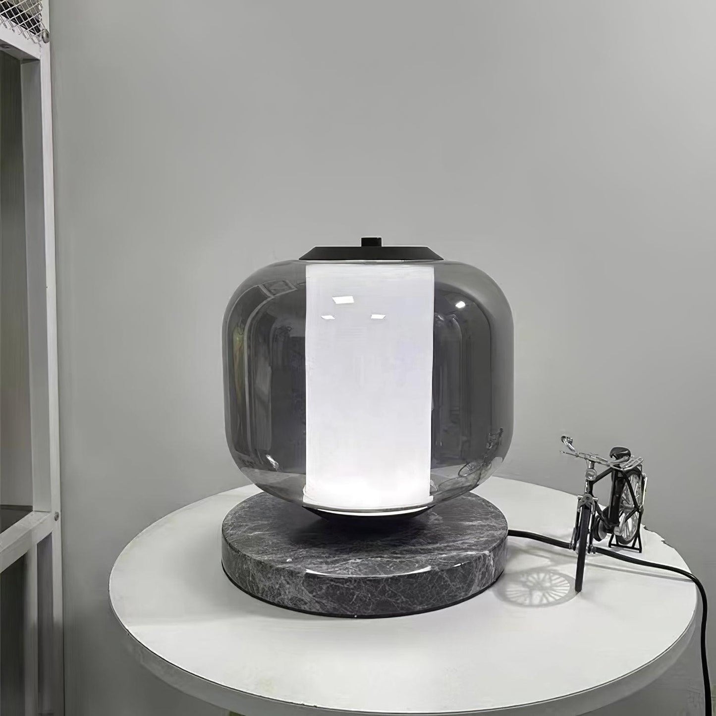 Eira Marble Table Lamp | Marble & Glass | Black & Smoke Gray