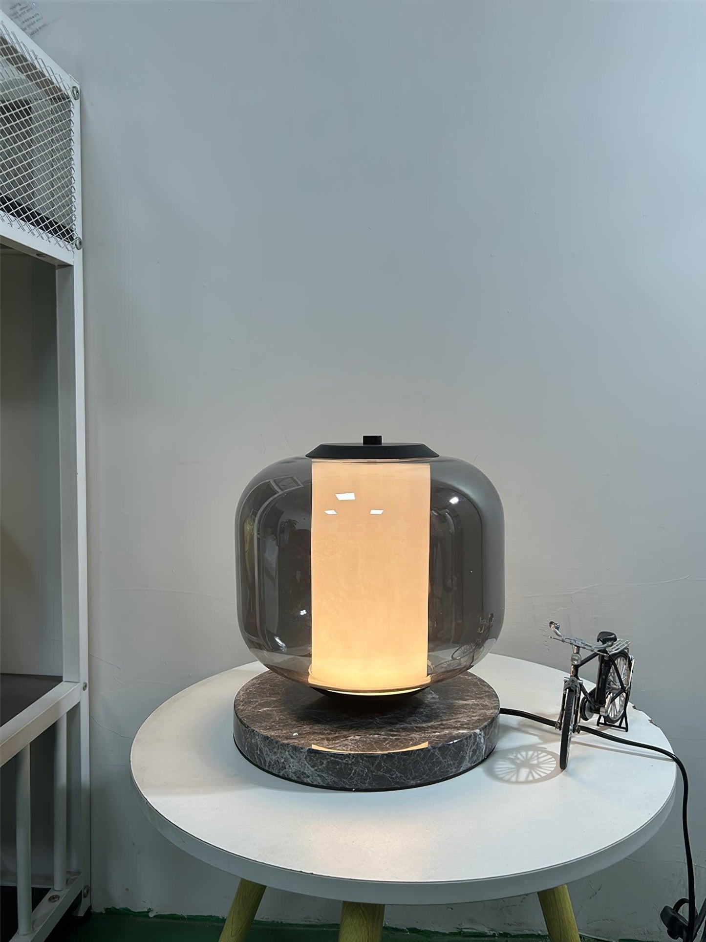 Eira Marble Table Lamp | Marble & Glass | Black & Smoke Gray