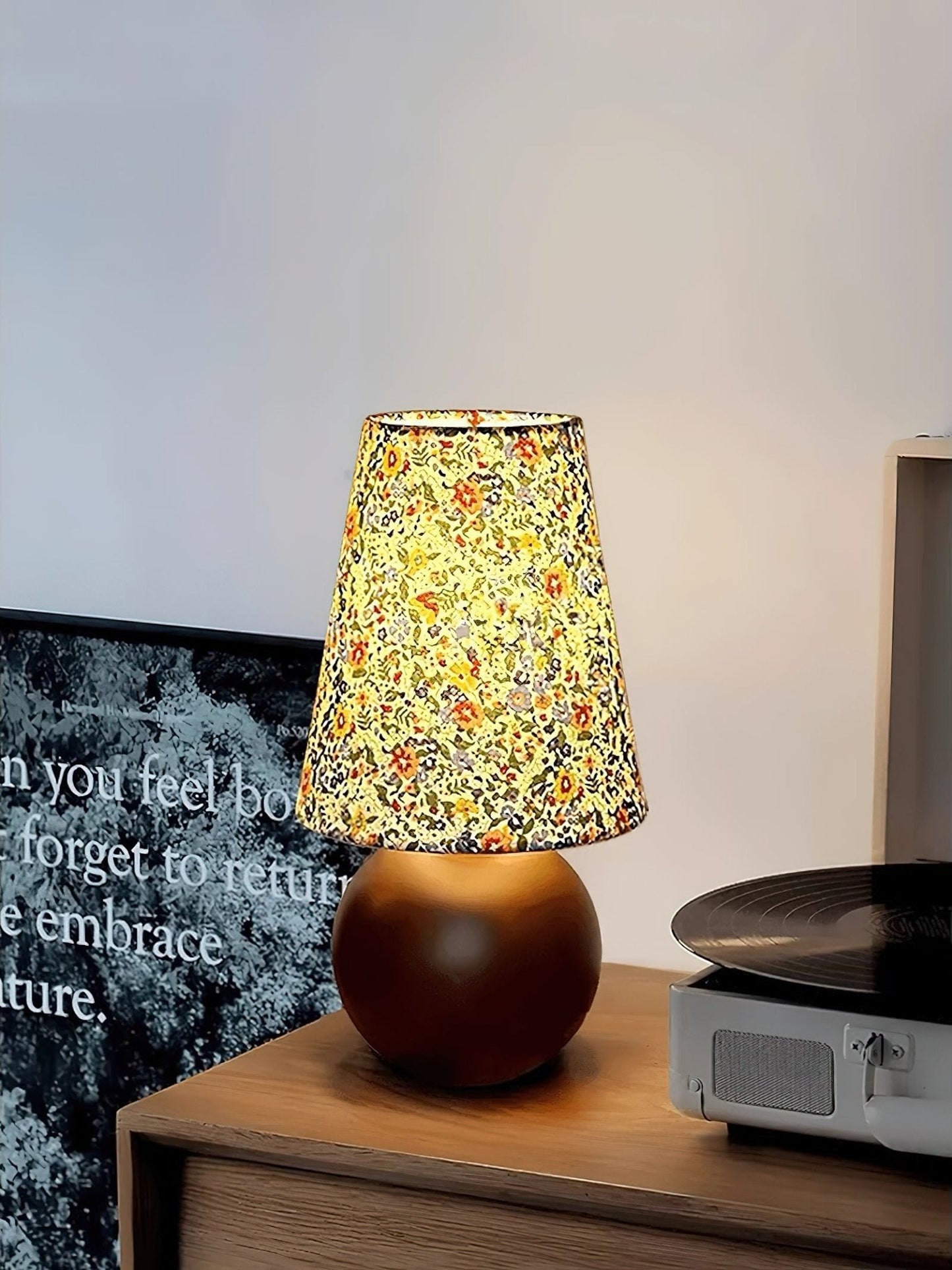 Elara Table Lamp | Floral Pattern | Brown Shade