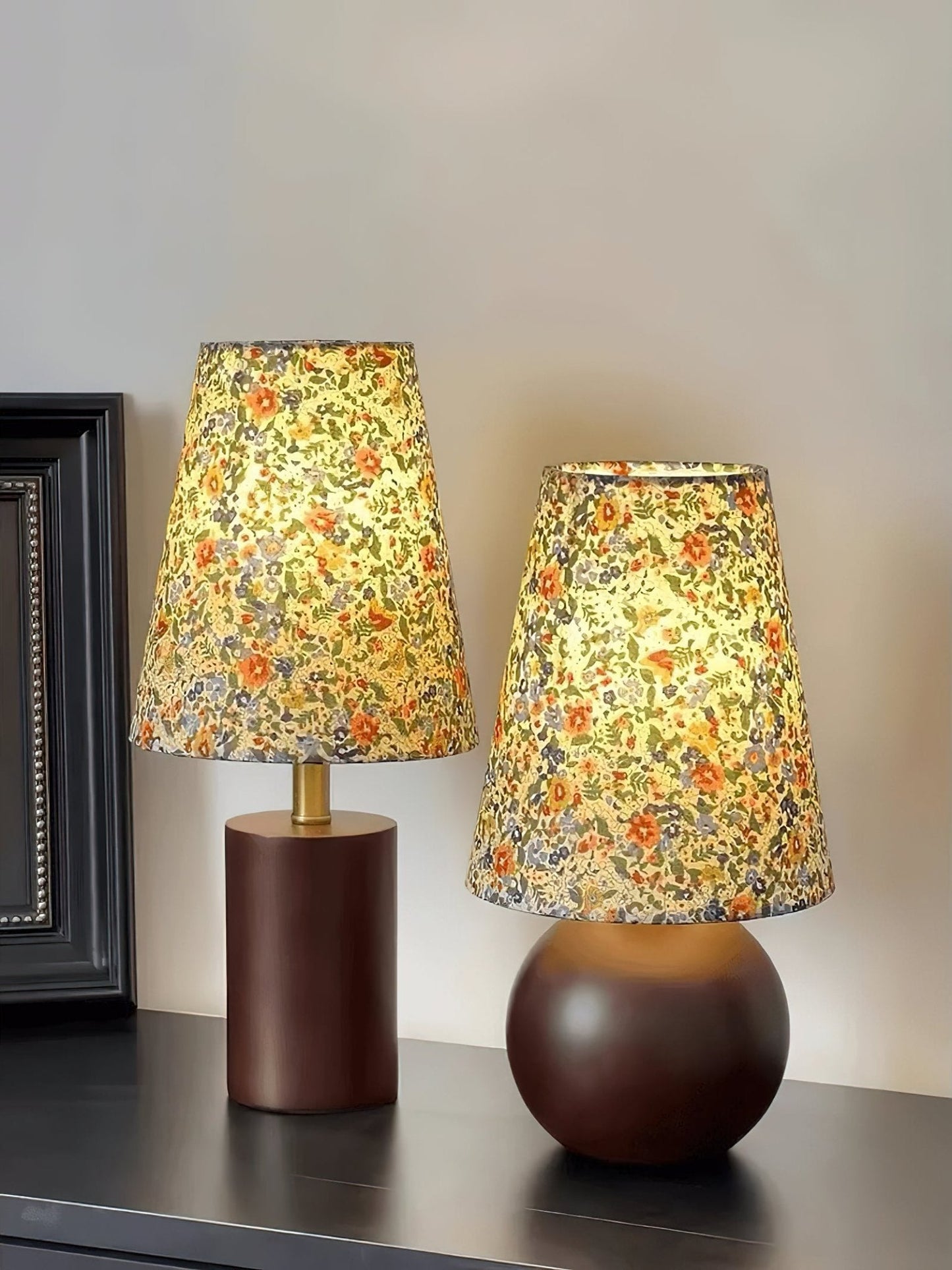 Elara Table Lamp | Floral Pattern | Brown Shade