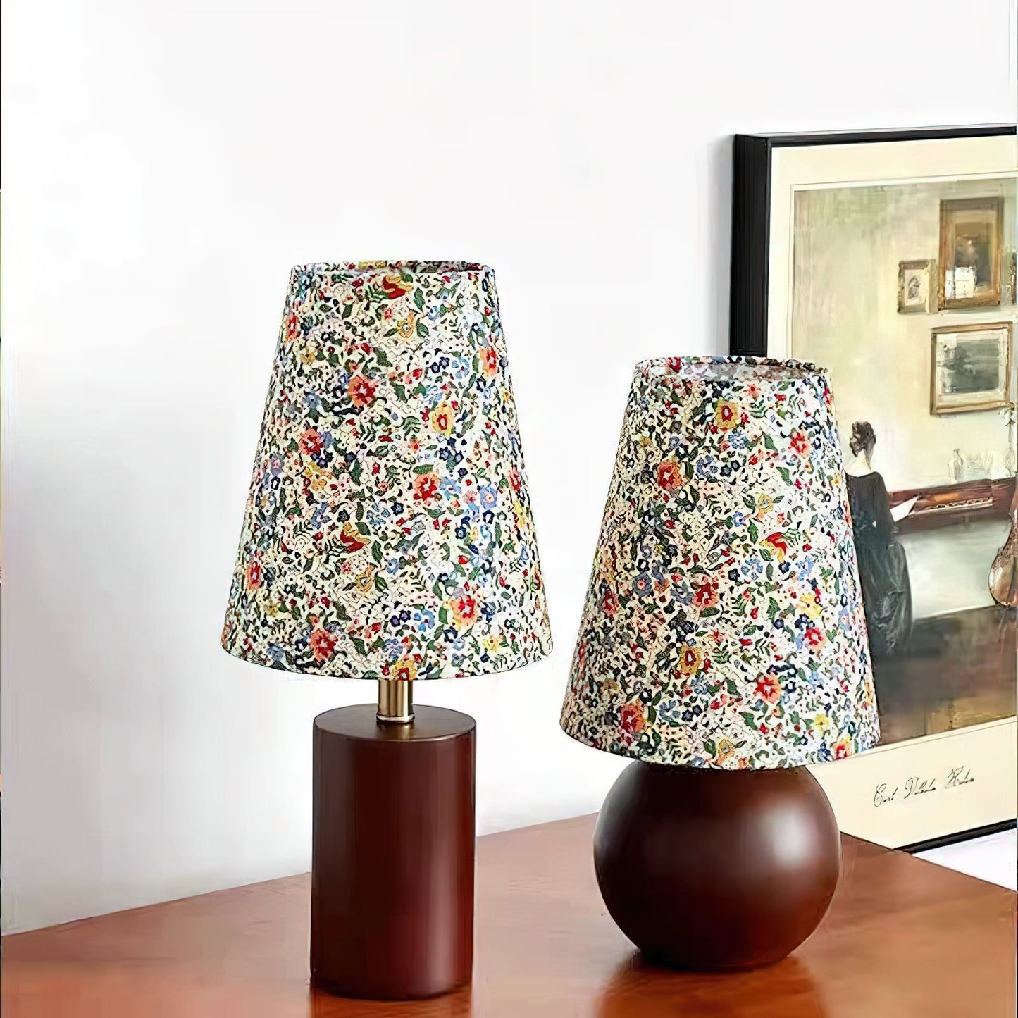 Elara Table Lamp | Floral Pattern | Brown Shade