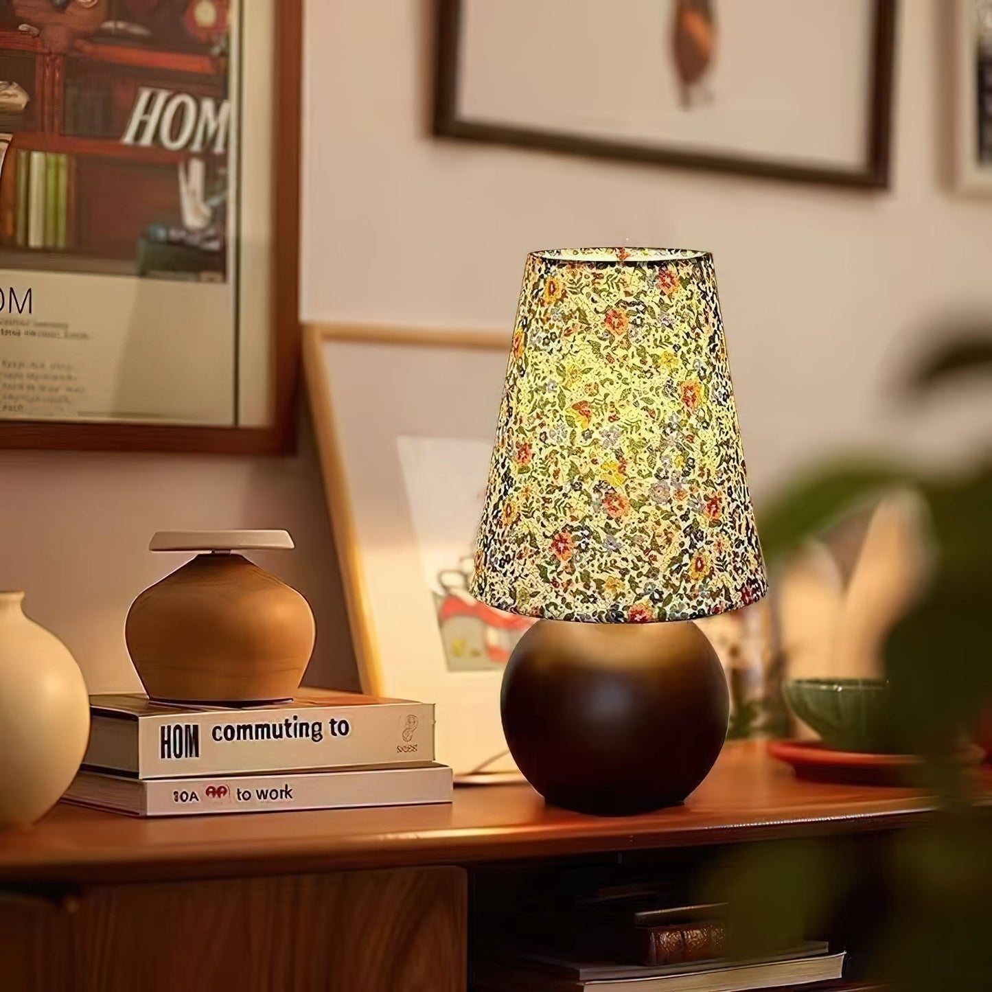 Elara Table Lamp | Floral Pattern | Brown Shade