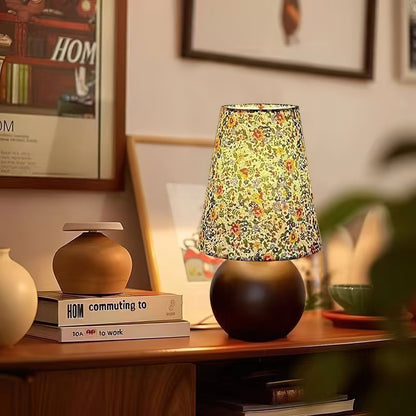 Elara Table Lamp | Floral Pattern | Brown Shade