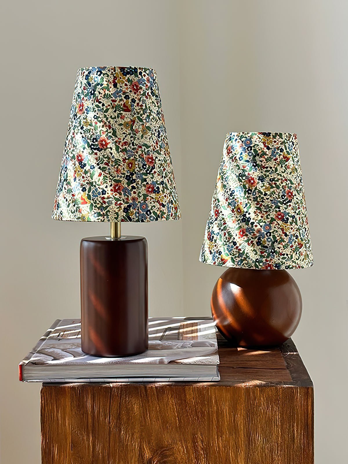 Elara Table Lamp | Floral Pattern | Brown Shade