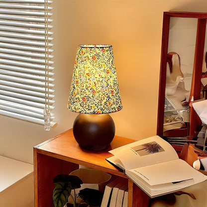 Elara Table Lamp | Floral Pattern | Brown Shade