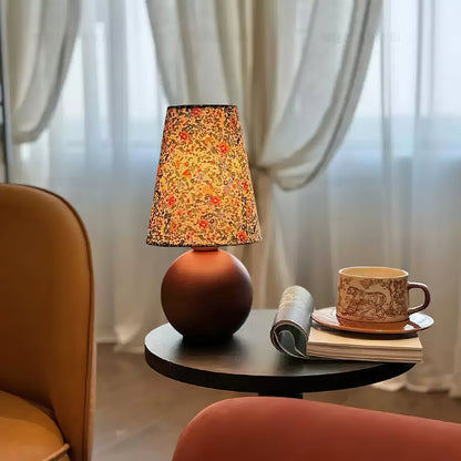 Elara Table Lamp | Floral Pattern | Brown Shade