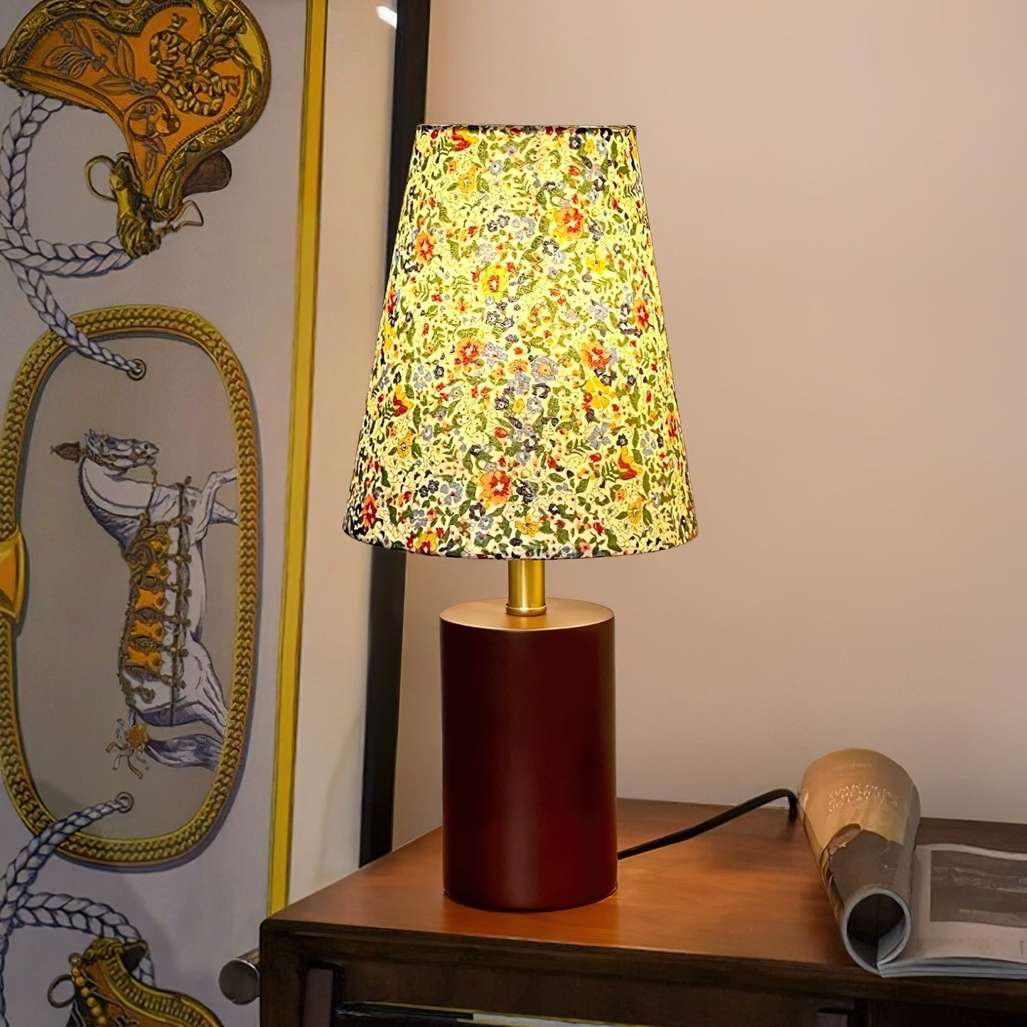 Elara Table Lamp | Floral Pattern | Brown Shade