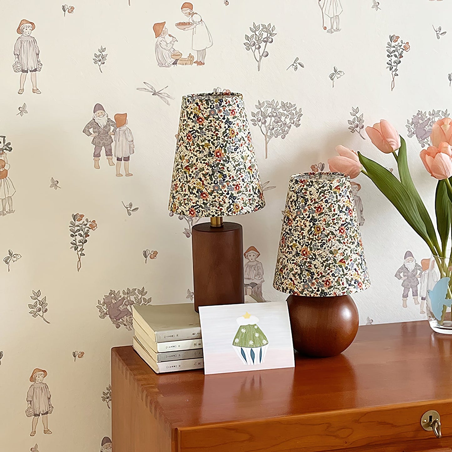 Elara Table Lamp | Floral Pattern | Brown Shade