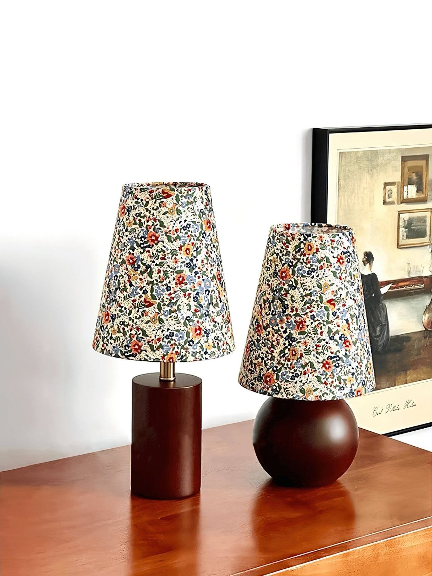 Elara Table Lamp | Floral Pattern | Brown Shade