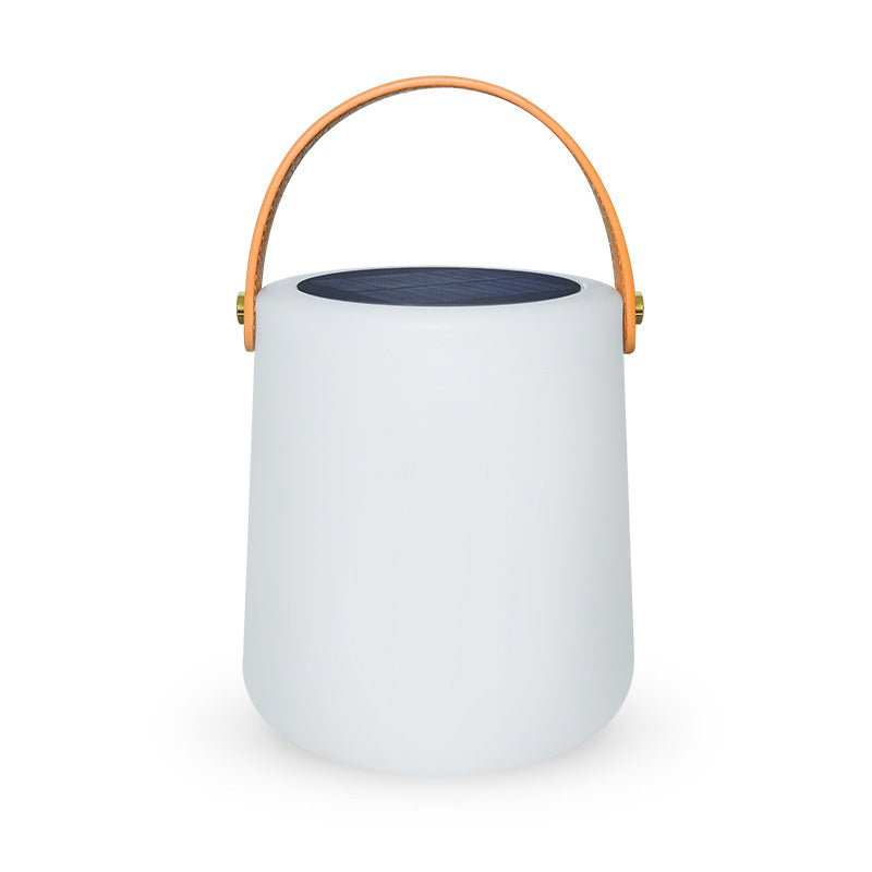 Elara Portable Lantern Table Lamp | Metal, PE, Leather | White, Black, Brown