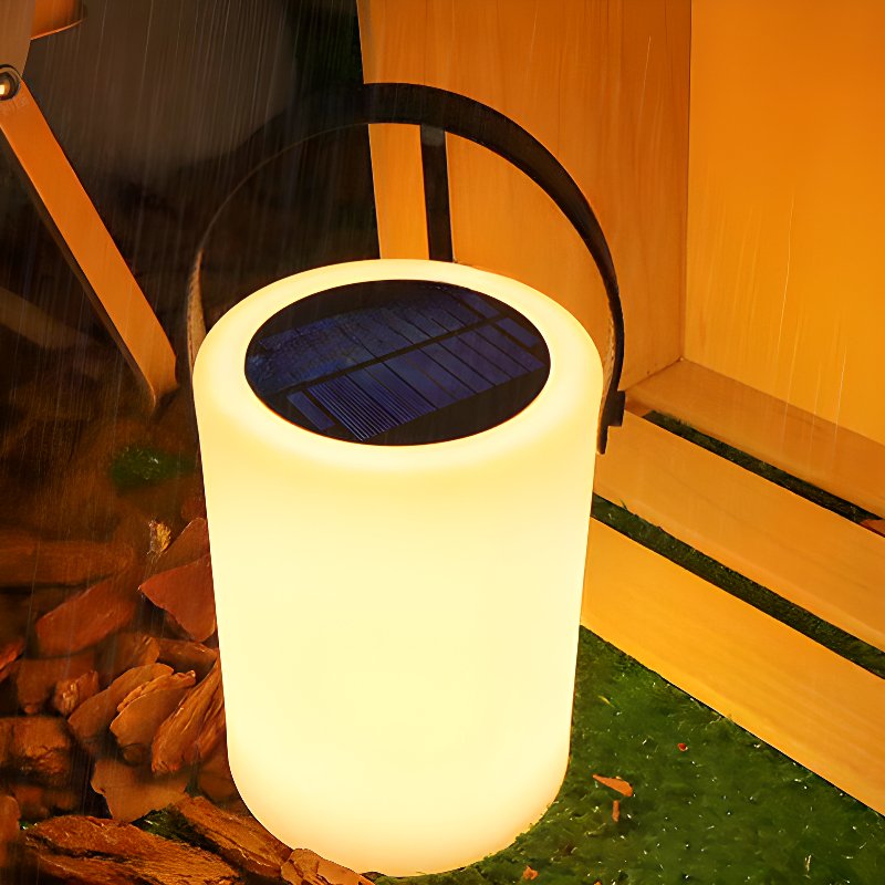 Elara Portable Lantern Table Lamp | Metal, PE, Leather | White, Black, Brown