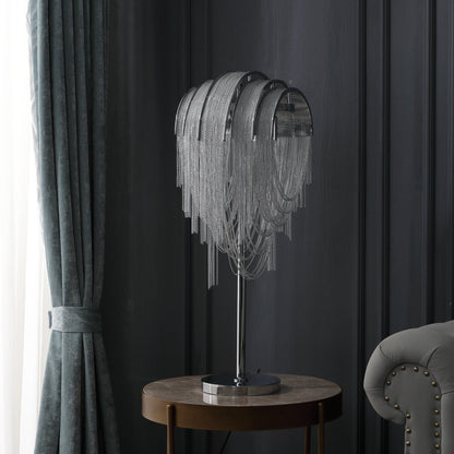 Chains Tassel Table Lamp | Metal, Stainless Steel | Gold, Chrome