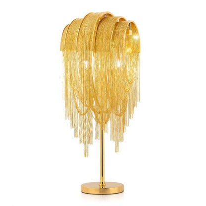 Chains Tassel Table Lamp | Metal, Stainless Steel | Gold, Chrome