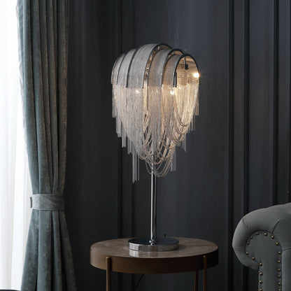 Chains Tassel Table Lamp | Metal, Stainless Steel | Gold, Chrome