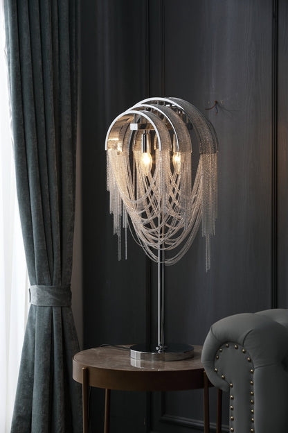 Chains Tassel Table Lamp | Metal, Stainless Steel | Gold, Chrome