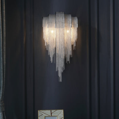 Chains Tassel Wall Lamp | Metal, Stainless Steel | Gold, Chrome