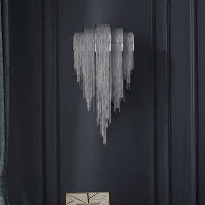 Chains Tassel Wall Lamp | Metal, Stainless Steel | Gold, Chrome