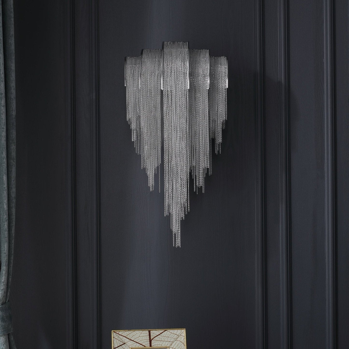 Chains Tassel Wall Lamp | Metal, Stainless Steel | Gold, Chrome