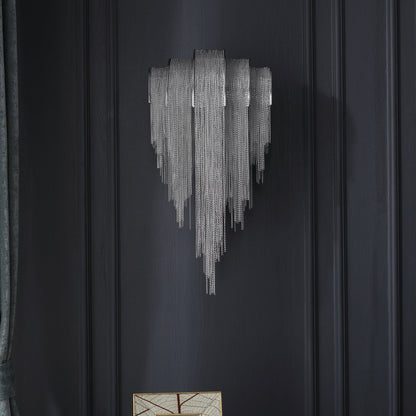 Chains Tassel Wall Lamp | Metal, Stainless Steel | Gold, Chrome