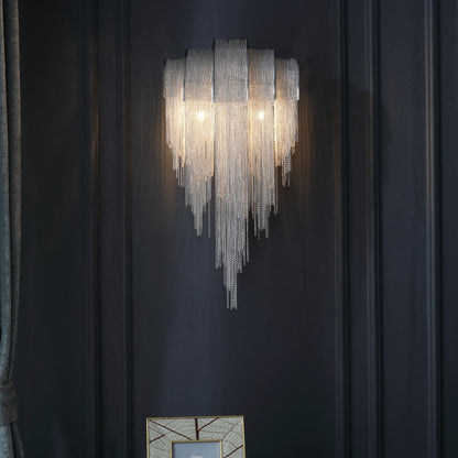 Chains Tassel Wall Lamp | Metal, Stainless Steel | Gold, Chrome
