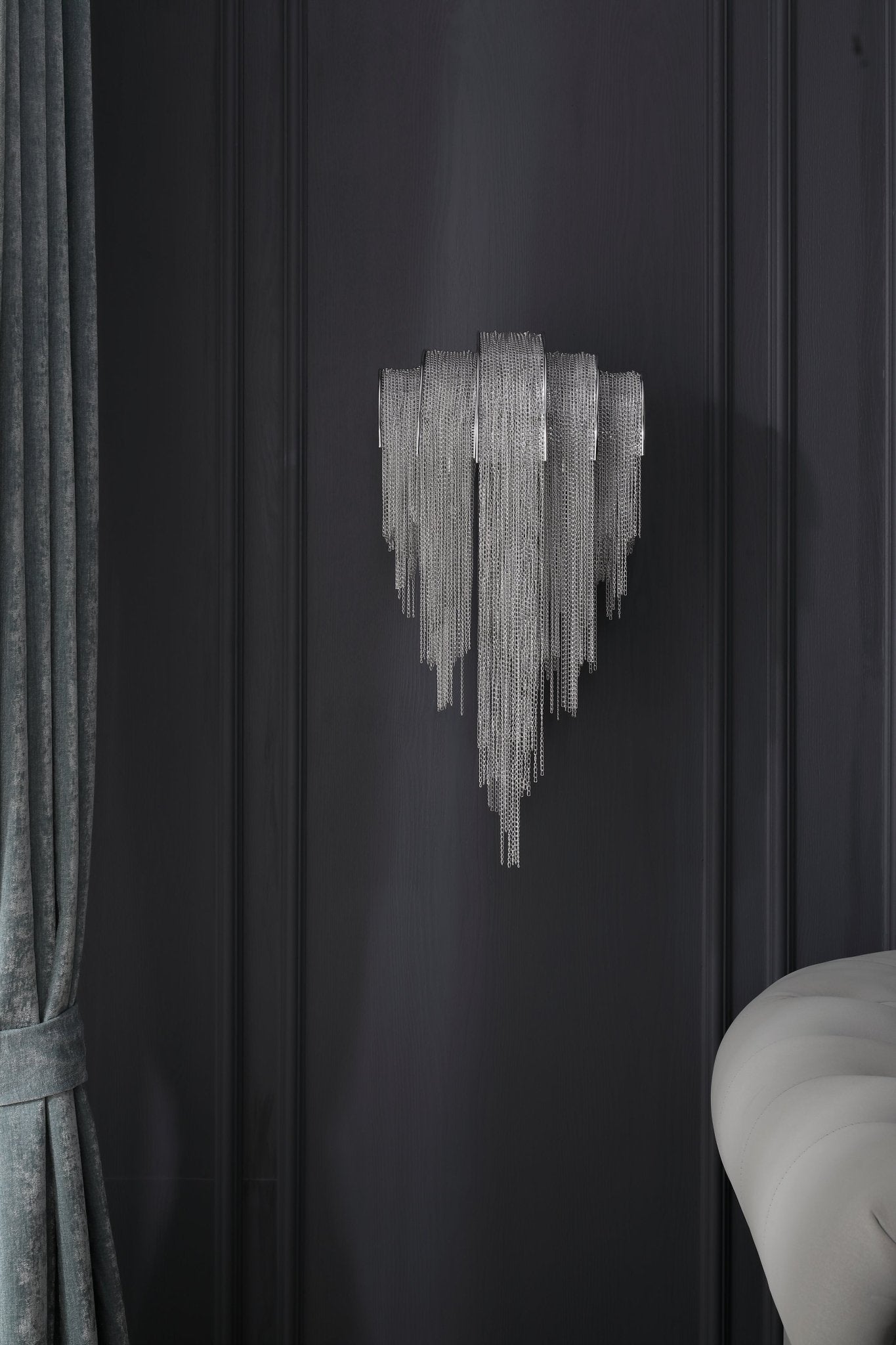 Chains Tassel Wall Lamp | Metal, Stainless Steel | Gold, Chrome