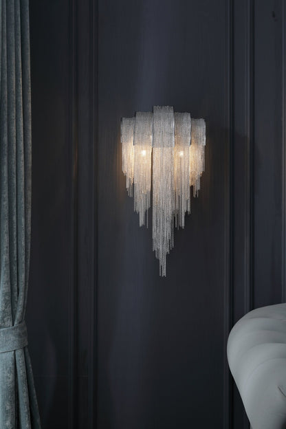 Chains Tassel Wall Lamp | Metal, Stainless Steel | Gold, Chrome