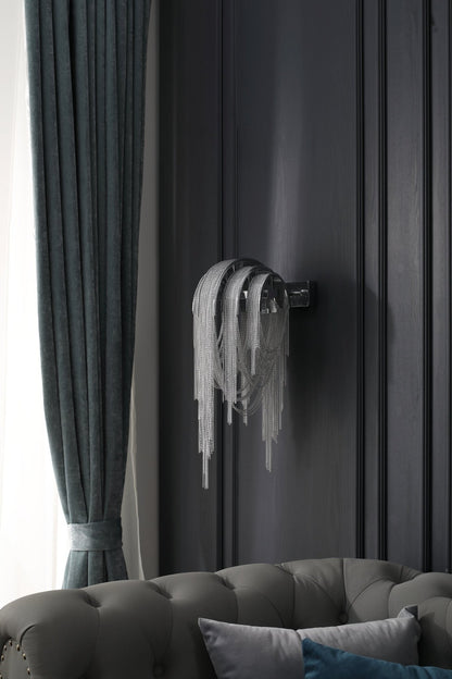 Chains Tassel Wall Lamp | Metal, Stainless Steel | Gold, Chrome