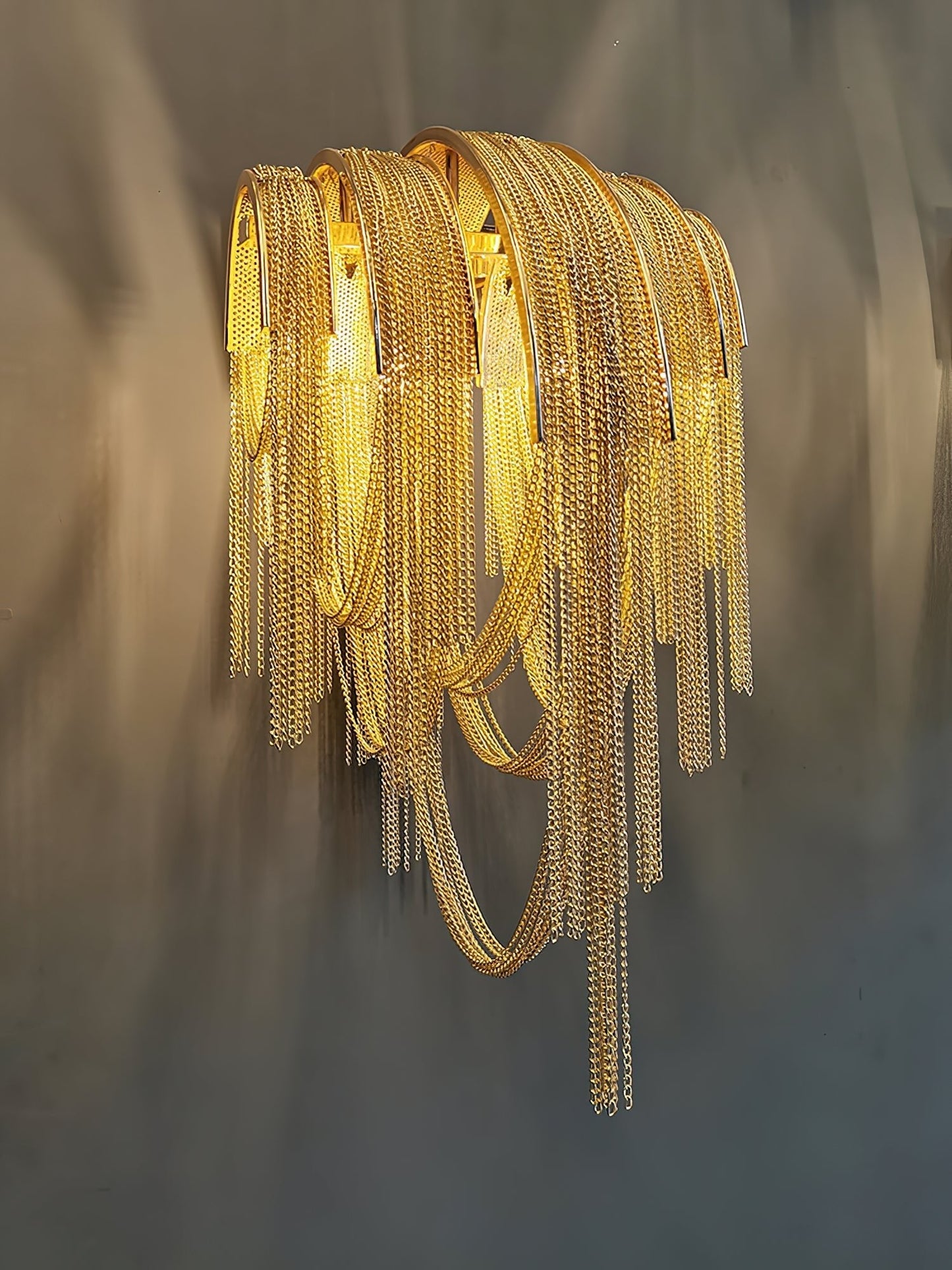 Chains Tassel Wall Lamp | Metal, Stainless Steel | Gold, Chrome