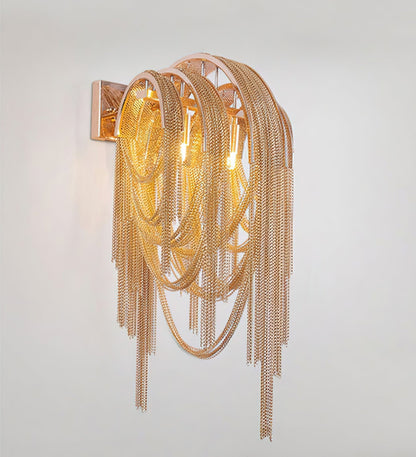 Chains Tassel Wall Lamp | Metal, Stainless Steel | Gold, Chrome