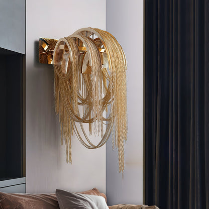 Chains Tassel Wall Lamp | Metal, Stainless Steel | Gold, Chrome